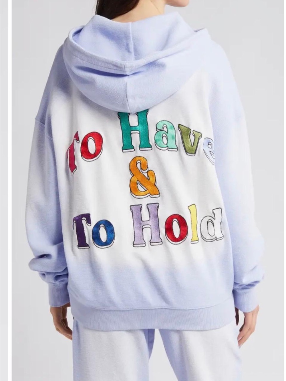 Boys Lie Lavender & White Hoodie with Multicolor Embroidered Letters